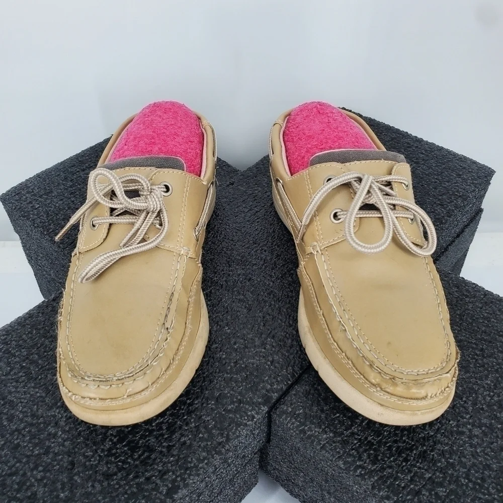 Jarman Classic Men's Boat Shoes Size 8 Tan Khaki All Man Made Deck Shoe Loafer